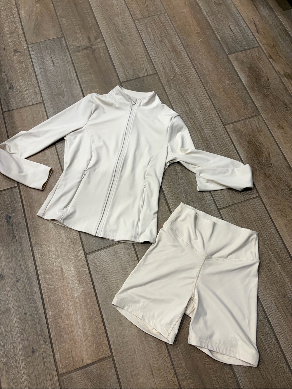 PINK Victoria's Secret Cream Zip-Front Jacket and shorts medium